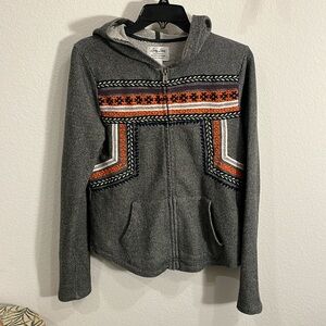 LUCKY BRAND women’s large zip front hoodie w/embroidered detail b&w base